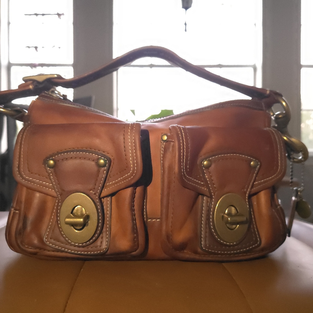 Coach Legacy brown Leather turnlock satchel Handbag